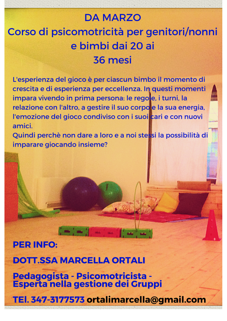 Locandina del Corso di Psicomotricità per Bambini dai 20 ai 36 mesi a Forlì Cesena